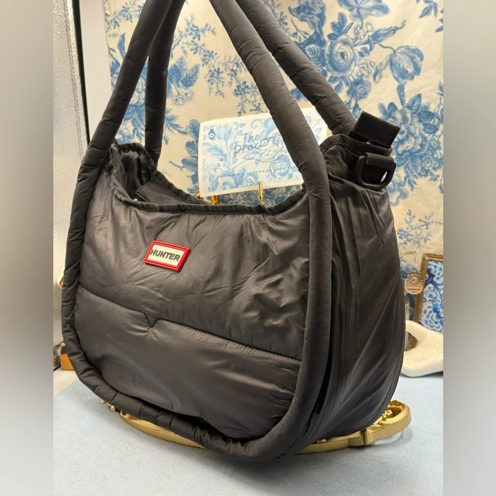 🆕 HUNTER 🧿 NWOT Large Framed Puffer Bag, Black *MISSING CROSSBODY STRAP*